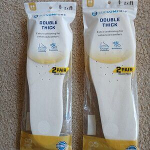 (UNISEX) BRAND NEW! UNOPENED! "Double thick" comfort shoe insoles (2 Packages )